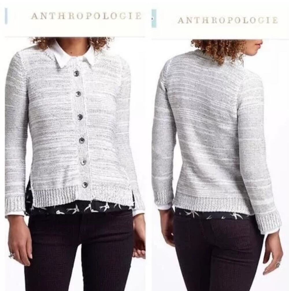 Anthro Field Flower Cardigan Womens XS Lined Bird Print BOHO 100% Cotton
